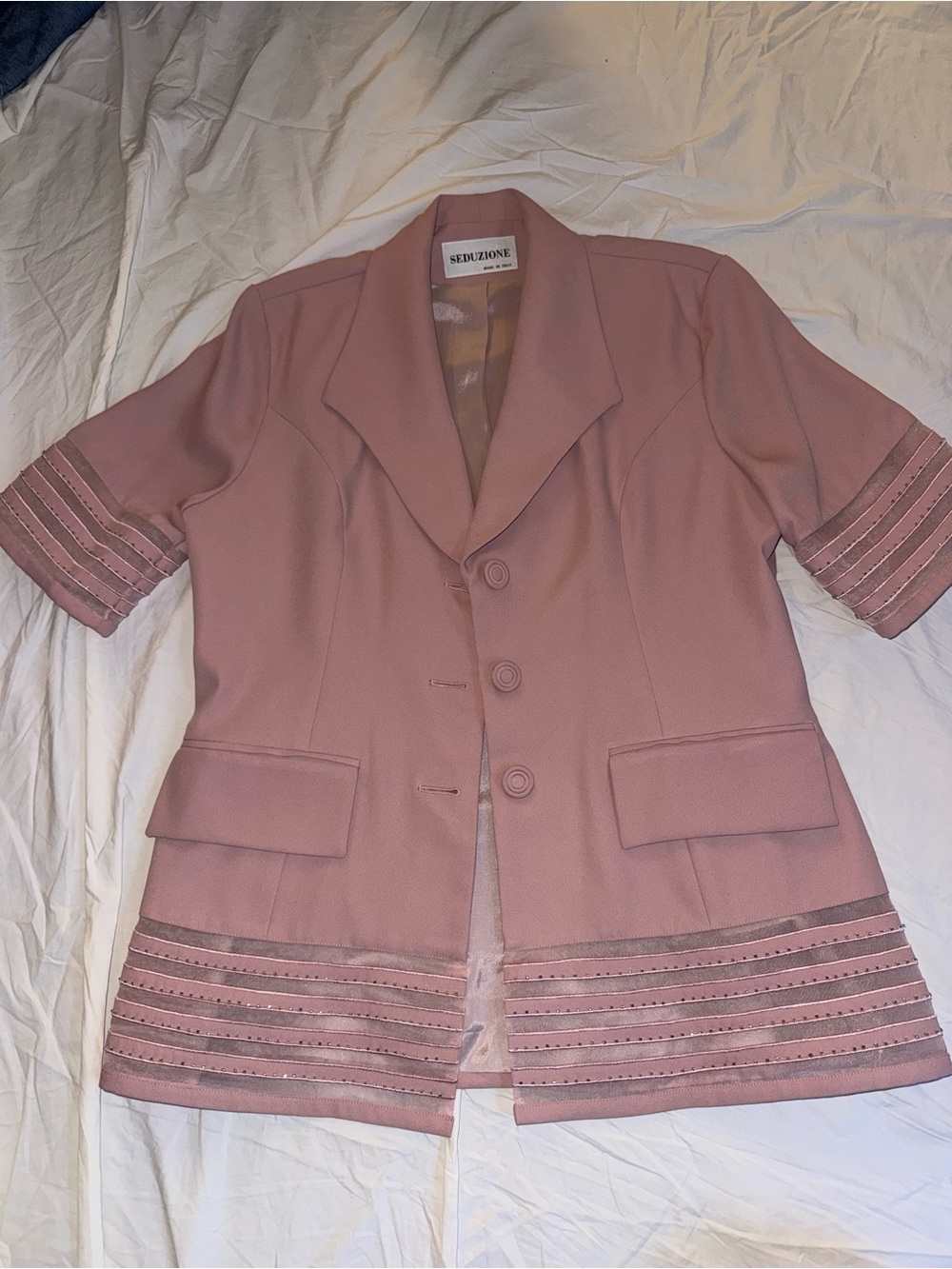 Seduzione Pink Short Sleeve Blazer Jacket